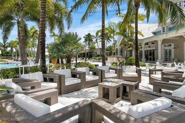 view of property's community with an outdoor hangout area