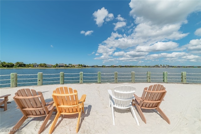 view of patio / terrace with a water view