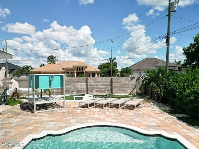 view of swimming pool with a patio