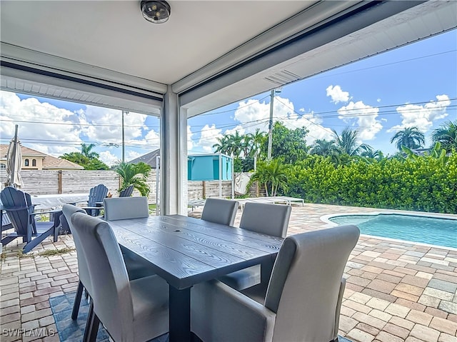 view of patio featuring a fenced in pool