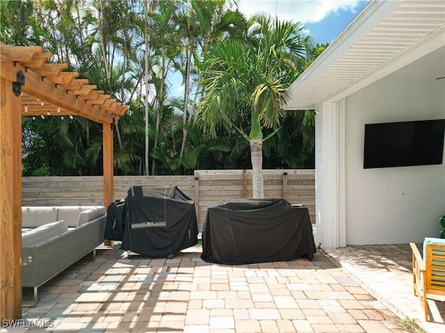 view of patio featuring an outdoor hangout area and area for grilling