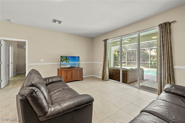 view of tiled living room