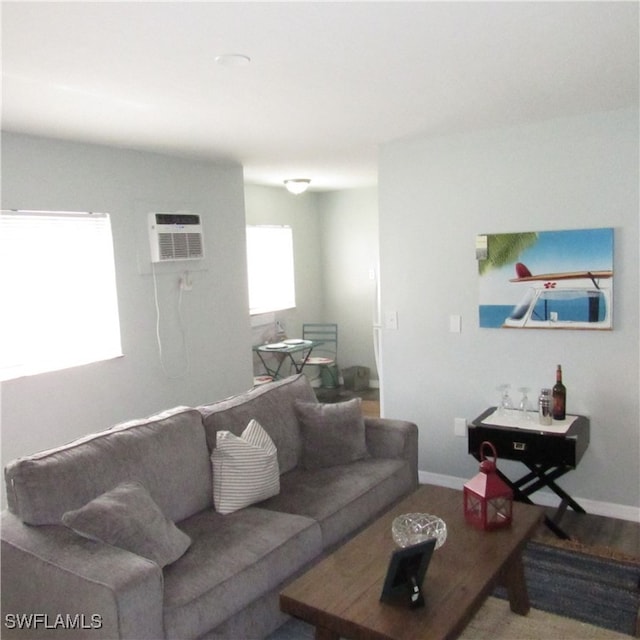 living room featuring a wall mounted AC