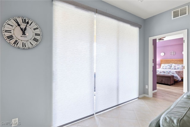 interior space featuring light tile patterned flooring