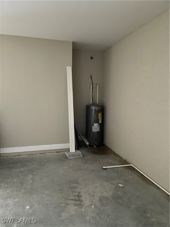 garage featuring electric water heater