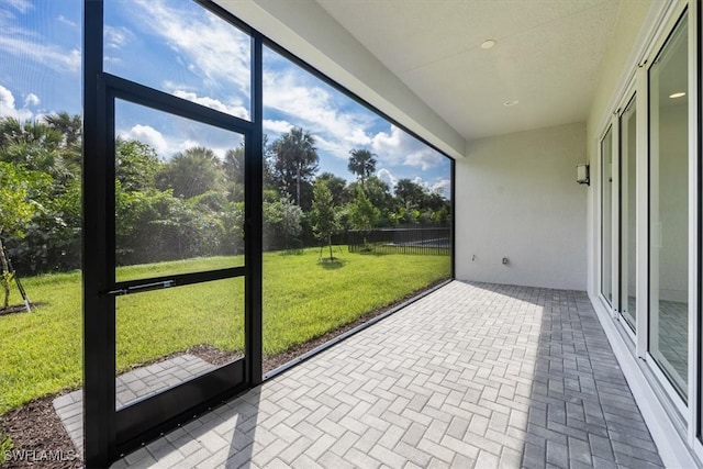 view of unfurnished sunroom