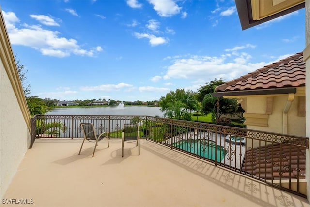 balcony with a water view