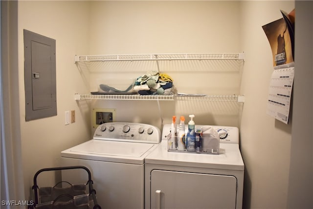 laundry room featuring independent washer and dryer and electric panel