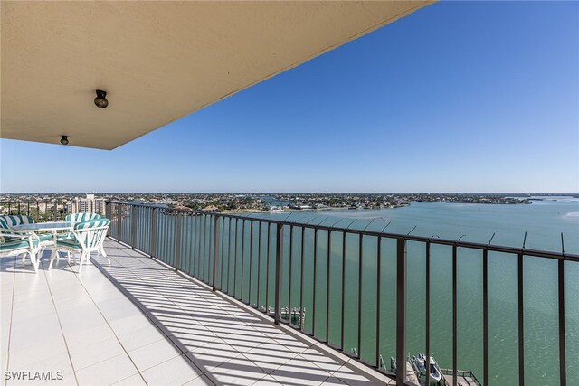 balcony with a water view