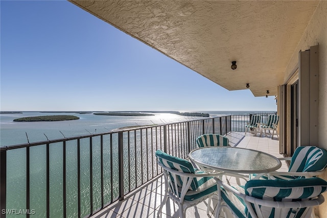 balcony with a water view