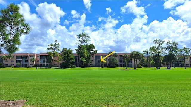 view of property's community featuring a yard