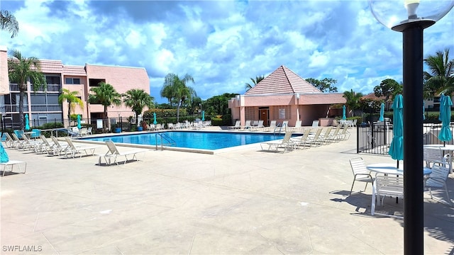 view of pool featuring a patio area