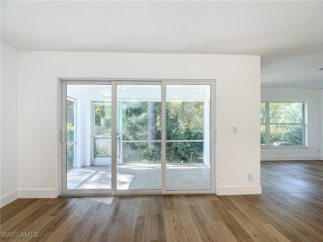 doorway with hardwood / wood-style floors