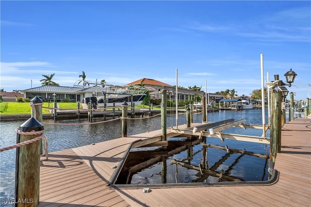 view of dock featuring a water view