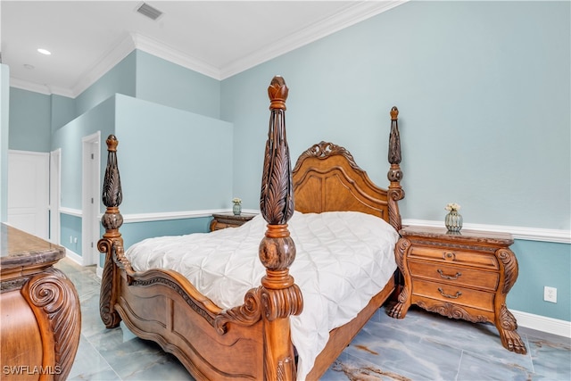 bedroom featuring ornamental molding