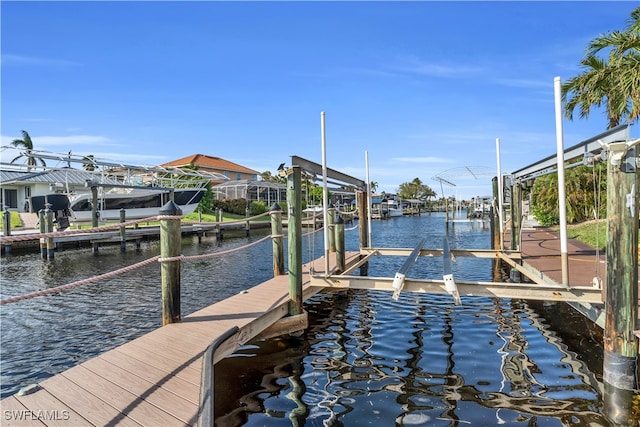 view of dock featuring a water view