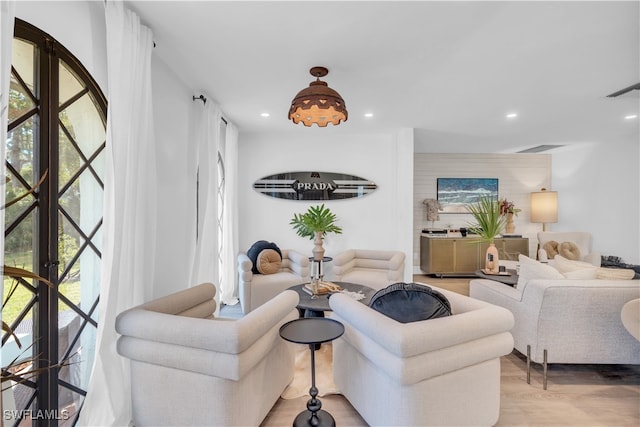 living room featuring light hardwood / wood-style flooring