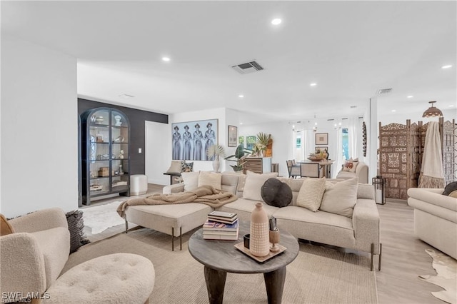 living room featuring light hardwood / wood-style floors