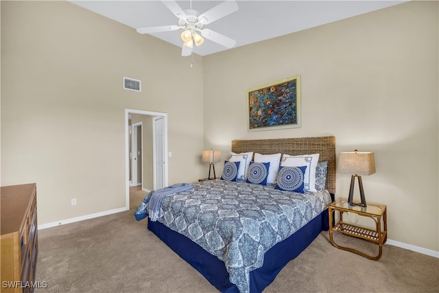 bedroom with carpet and ceiling fan