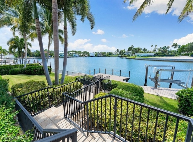 view of water feature featuring a boat dock