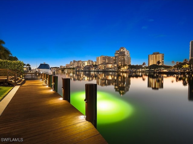 dock area featuring a water view