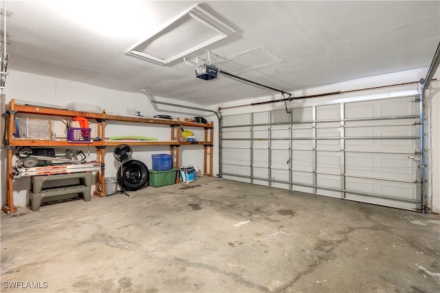 garage with a garage door opener