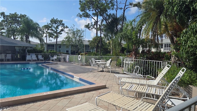 view of pool featuring a patio