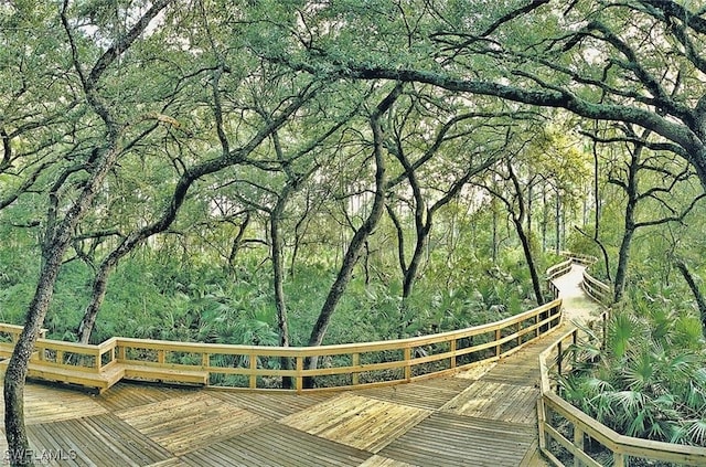 view of property's community featuring a wooden deck