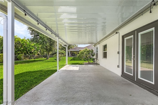 view of patio / terrace featuring french doors