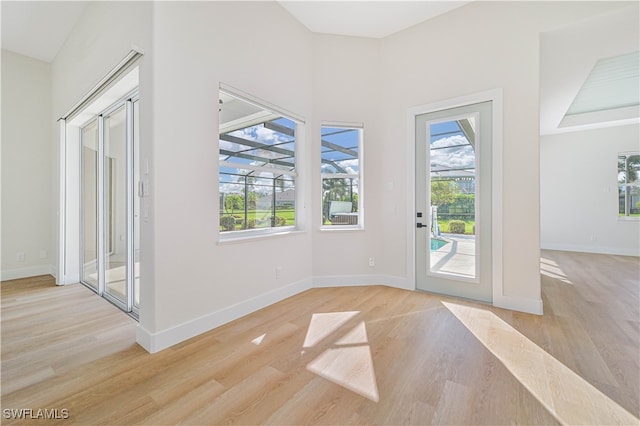 doorway featuring light wood-type flooring