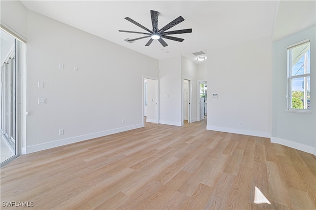 interior space featuring ceiling fan and light hardwood / wood-style floors