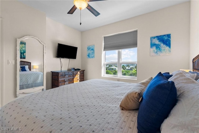 bedroom featuring ceiling fan