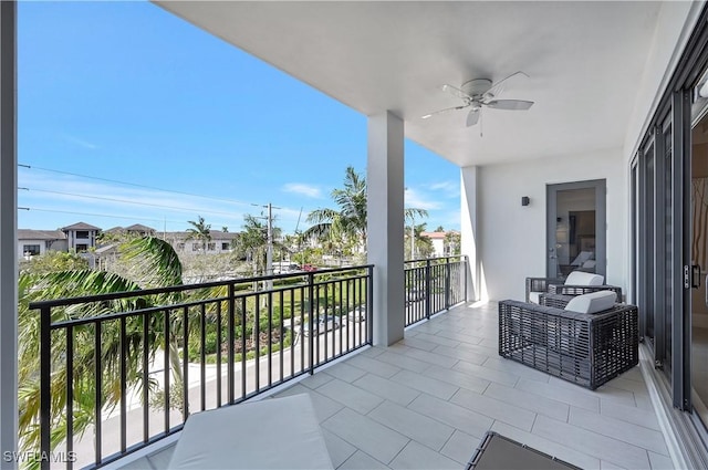 balcony with ceiling fan