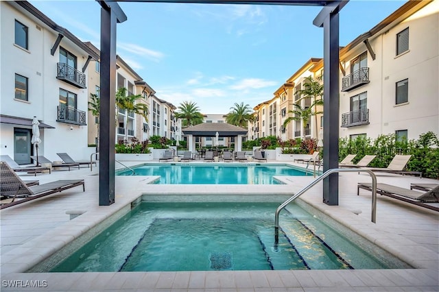 view of pool with a gazebo and a patio area