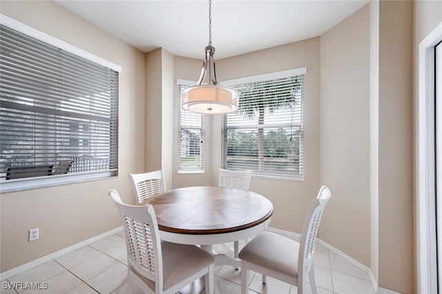 view of tiled dining room