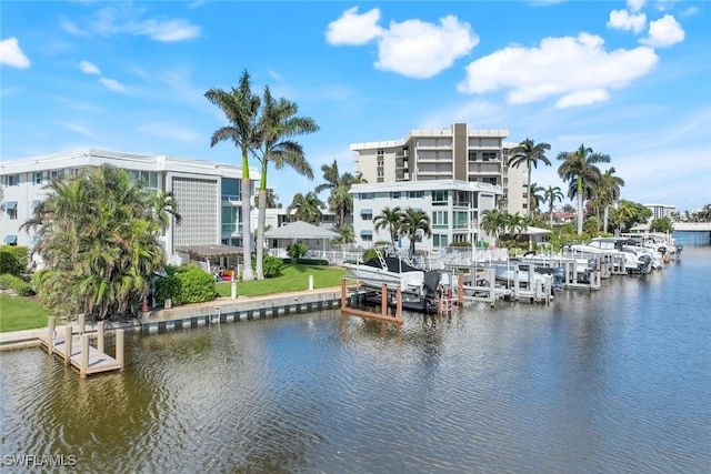 view of water feature featuring a dock