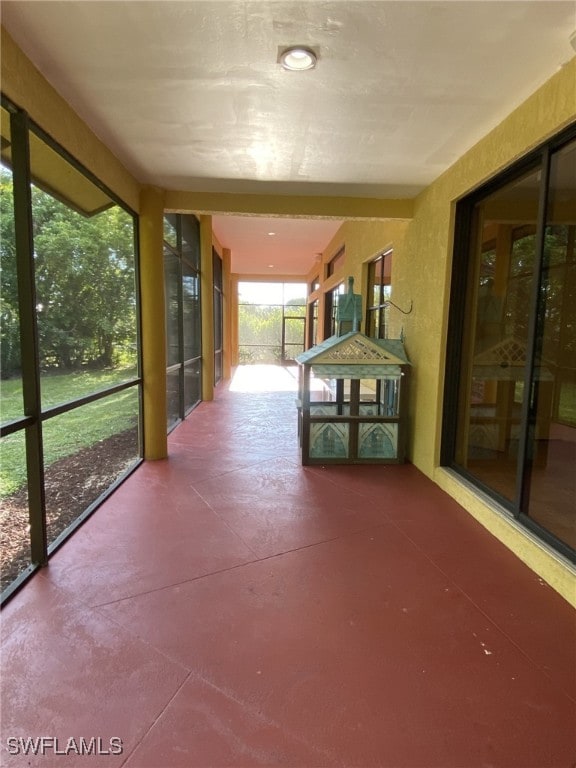 view of unfurnished sunroom