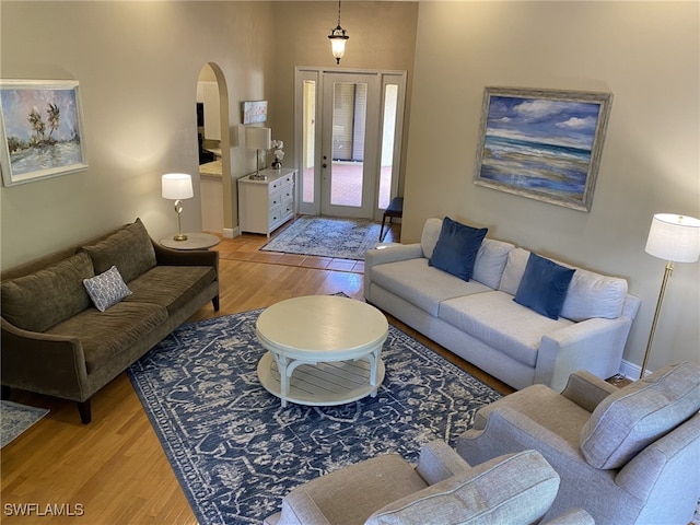 living room featuring light hardwood / wood-style flooring