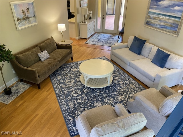 living room featuring light hardwood / wood-style flooring