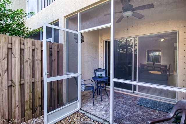 view of patio / terrace featuring ceiling fan