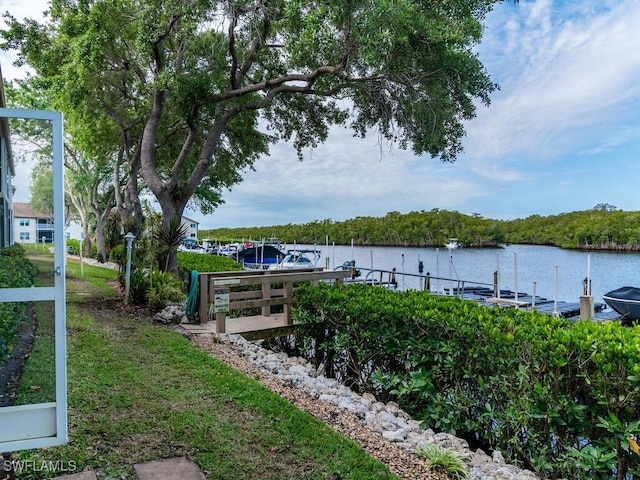 view of dock featuring a water view