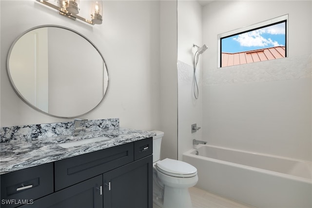 full bathroom with vanity, toilet, and tub / shower combination