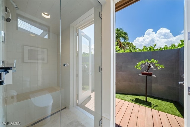 bathroom with an enclosed shower