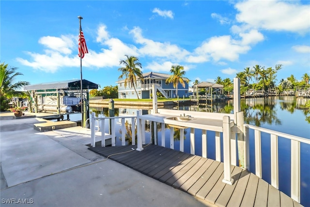 dock area featuring a water view