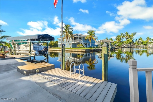 dock area featuring a water view