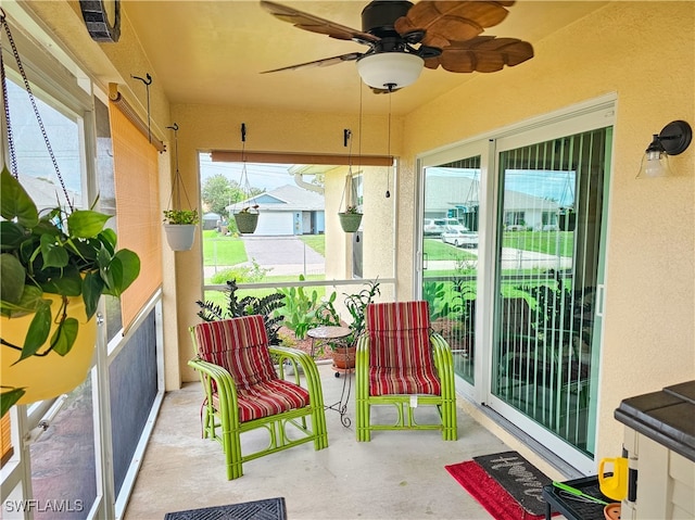 view of patio with ceiling fan