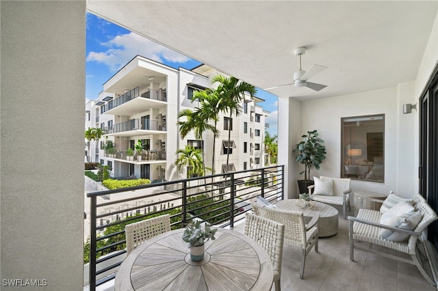 balcony with ceiling fan