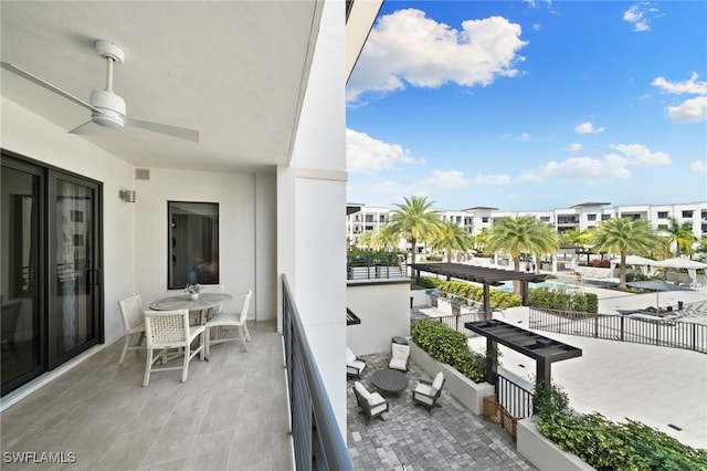 balcony with ceiling fan