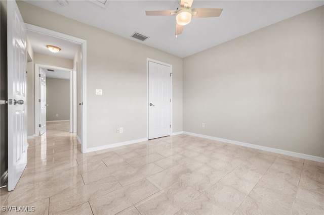 unfurnished bedroom with ceiling fan