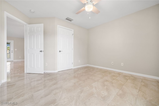 unfurnished bedroom with ceiling fan